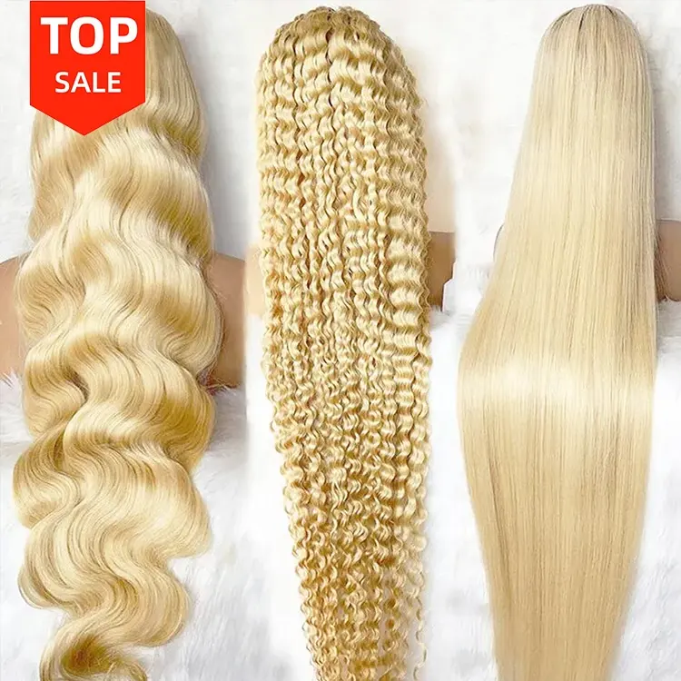 613 Wholesale 360 Full Lace Frontal Wigs 30 Inch Long Straight 613 Blonde Brazilian Human Hair Wig HD Transparent Lace Front Wig