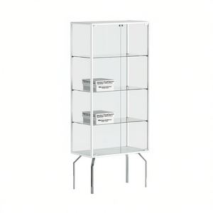 Vitrine encadrée en aluminium 71x37x170cm Portes en verre blanc Étagères réglables Armoire de présentation - Product Image 2