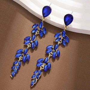 European American Women's Versatile Alloy Diamond <b>Earrings</b> Long Wheat Cross-Border <b>Fashion</b> <b>Hoop</b> Ear Gifts Wholesale 2463 - Product Image 4