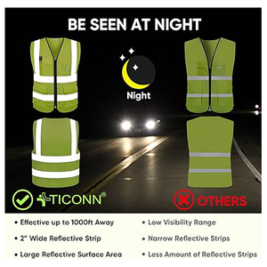 Vêtements de sécurité réfléchissants haute visibilité, gilet en tissu maillé avec bandes réfléchissantes de 5 cm, gilet de sécurité multi-poches - Product Image 4