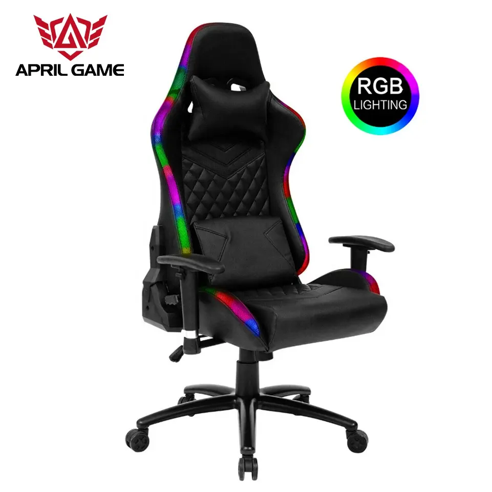 Silas-Silla de carreras para jugadores con luz led rgb, silla de juegos con almohada, altura ajustable, fabricante de China