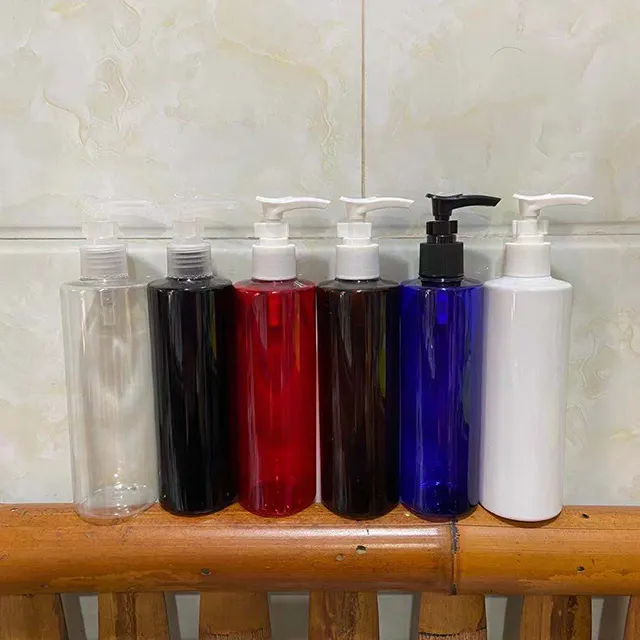 Hengjian Botol Plastik 250Ml, Botol Plastik Putih Biru Hitam Amber dengan Pompa untuk Sampo dan Krim Losion Kosmetik dan Shower Mandi