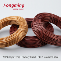 Fil isolé PEEK haute température 250°C, 24AWG-10AWG, 300V, résistant aux radiations et à l'abrasion, pour chauffage, directement de l'usine