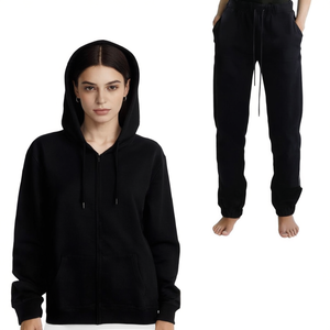 HDJ Women's <b>2</b> <b>Piece</b> Tracksuit <b>Set</b> Oversized Hoodie And <b>Pants</b> Classic Black <b>Plus</b> <b>Size</b> Casual Loungewear Autumn Full Length - Product Image 1