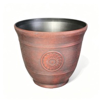 Pot de fleurs classique de style campagnard, en or antique, argent, cuivre, pour balcon, patio, jardinières en plastique, pot de fleurs vintage