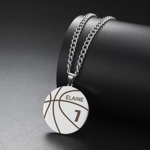 Collana da basket personalizzata con incisione nome, regalo <span class=keywords><strong>per</strong></span> donne, uomini, ragazzi, bambini, papà, in acciaio inossidabile, sportivo - Product Image 4
