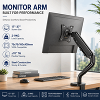 Bras de moniteur ZENO pour écran d'ordinateur, robuste, 17-37 pouces, fixation au bureau à ressort à gaz, support VESA