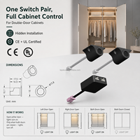 Système d'éclairage LED centralisé filaire 12V/24V avec interrupteur à capteur double porte pour meubles et armoires FREE-09C-24