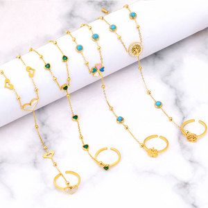 Pulseras de Dedo de Acero Inoxidable 316L que No se Deslustran, Chapadas en Oro PVD de 14k y 18k, Cadena de Mano para Novia, Anillo de Pulsera para Mujer - Product Image 1