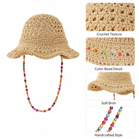 Chapeau Bob en Crochet pour Femme Taille Unique Léger Respirant Printemps Été Automne Chapeau Tendance avec Cordon Perlé Coloré