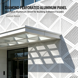 Panneau de façade en aluminium perforé sur mesure, revêtement extérieur architectural, écran pare-soleil pour auvent d'entrée de bâtiment - Product Image 3
