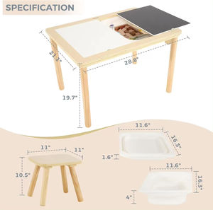 Montessori cảm giác bằng gỗ Bảng mẫu giáo hoạt động bảng với lưu trữ và ghế Set daycare đa chức năng nghiên cứu bảng - Product Image 4