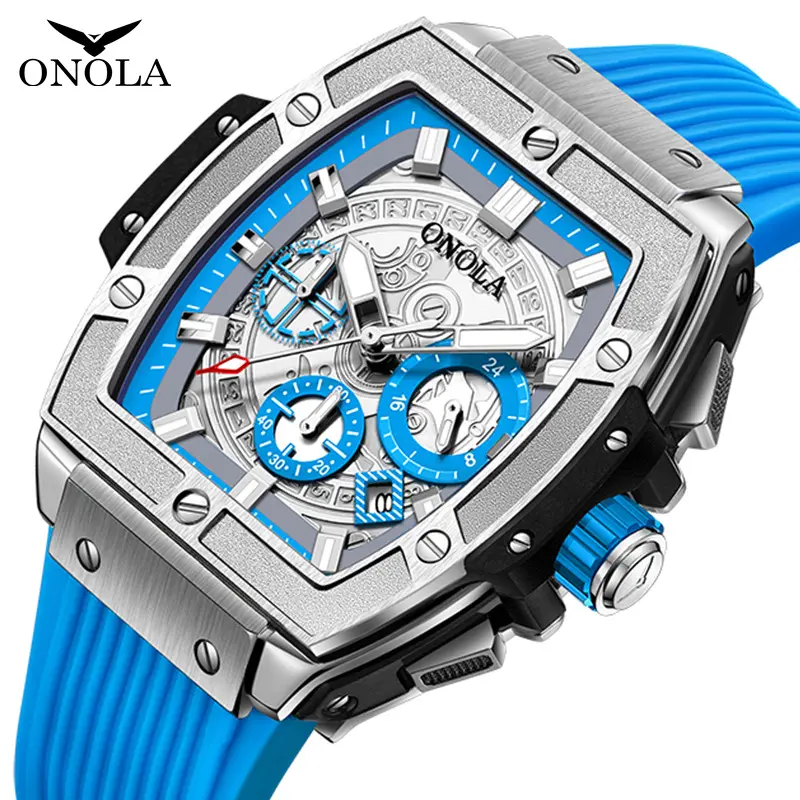 ONOLA 6825B Luxury Date Chronograph Quartz Watches Men Wrist Waterproof Sports Wristwatches