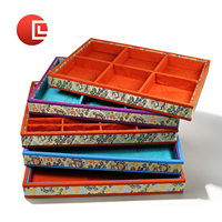 Plateau à bijoux en brocart de style rétro, plateau de présentation de luxe en tissu pour bracelets et pendentifs, plateau de présentation d'ornements Wenwan