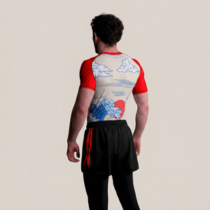 Camiseta Deportiva de Manga Corta para Hombre, con Estampado de Nubes Azules, Compresión, Secado Rápido, Spandex, Poliéster, Ropa Deportiva para Adultos - Product Image 5