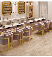 Table et chaise de manucure de style moderne, table à ongles en métal, chaise simple ou double, mobilier de salon moderne, chaise de manucure professionnelle