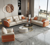 Nordisches italienisches modernes Wohnzimmer L-Form Chesterfield Leders ofa Set
