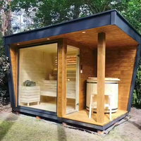 Sauna de madera maciza de cicuta de cedro rojo para 2-6 personas de lujo moderno con función de vapor seco 6-9 KW cabina de bienestar con horno eléctrico