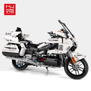 HW motocicleta 1:12 ladrillos blancos estáticos 1328 piezas niños MOC juegos Gold Wing No.GL1800 bloque de construcción para niños 1328 piezas