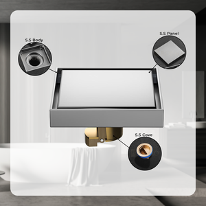 ניקוז רצפתי למקלחת מודרני מרובע נגד ריחות וחרקים, נירוסטה 304 - Product Image 5