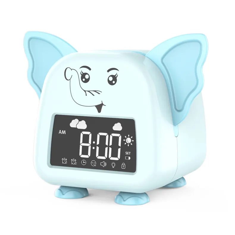 Ücretsiz örnek çocuklar karikatür hayvan dijital uyku eğitmeni saat akıllı elektronik LCD masası ve masa alarmı saat