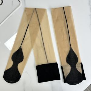 جوارب ضاغطة طويلة للسيدات، جوارب مخططة رقيقة للغاية بكعب كوبي للاستخدام اليومي - Product Image 4