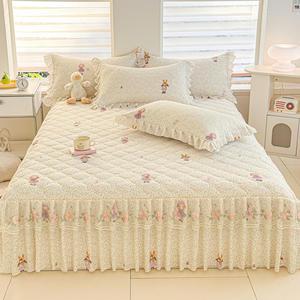 Elegant Embroidered Lace Quilted <strong>Single</strong> <strong>Bed</strong> Skirt Soft Comfortable Dust Ruffle <strong>Valance</strong> Washable for Home Bedroom Decor - Product Image 1