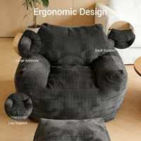 Fauteuil pouf en velours côtelé au design moderne, simple et double, avec rembourrage en éponge, canapé paresseux compressible en boîte