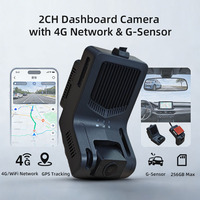 Caméra embarquée double 2CH 4G GPS WiFi 1080P avant et arrière avec ADAS DMS G-Sensor et carte TF 256 Go pour voiture, camion et flotte