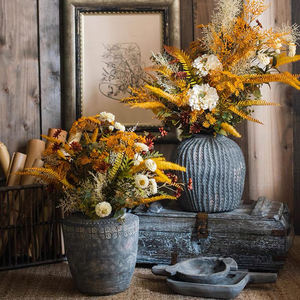 Vaso Decorativo <span class=keywords><strong>in</strong></span> Ceramica per Giardino e Casa, Ornamento Artistico <span class=keywords><strong>in</strong></span> <span class=keywords><strong>Cemento</strong></span> con Rilievi per Fiori - Product Image 2