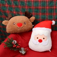 Cojín de Peluche Navideño, Decoración para el Hogar y Sofá, Suave Cojín Relleno de Papá Noel y Reno para las Fiestas de Invierno, Regalo de Navidad