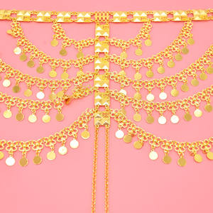 الذهب اللون طويل شرابة النساء الشعر المجوهرات العرقية السفر بيان الشعر maang تيكا عقال - Product Image 5