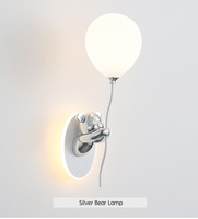 Applique murale en résine Ours fantaisie avec abat-jour en verre en forme de ballon, luminaire LED scénique nordique filaire à intensité variable pour chambre d'enfant