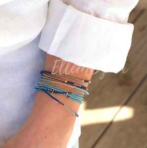 Bracelet vintage fin avec perles <span class=keywords><strong>Miyuki</strong></span> bleues, <span class=keywords><strong>pierre</strong></span> naturelle, trois tours sur élastique, trois modèles au choix, bracelets cadeaux - Product Image 5