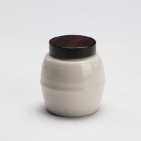 Mini pot en céramique avec couvercle en ébène, stockage hermétique pour poudre d'encens, urne commémorative pour animaux de compagnie