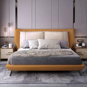 북유럽 캘리포니아 킹 침대 패브릭 단단한 나무 프레임 퀸 사이즈 덮개를 씌운 침대 럭셔리 모던 하우스 더블 침대