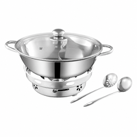 Réchaud à alcool en acier inoxydable pour fondue chinoise, avec double couvercle en verre, chauffage coupe-vent, pour usage domestique