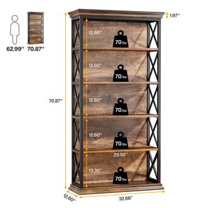 Librero Industrial SENYU de 5 Niveles con Estructura Metálica, Estante de Almacenamiento Independiente para Hogar, Oficina y Sala de Estar - Product Image 2