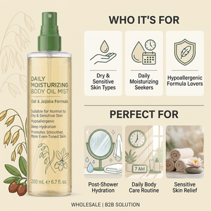 OEM Hydrating <strong>Body</strong> <strong>Oil</strong> Mist Oat <strong>Oil</strong> Jojoba <strong>Oil</strong> <strong>Body</strong> <strong>Spray</strong> for Rough <strong>Dry</strong> Skin Nourishing Smoothing Paraben Silicone Free - Product Image 5