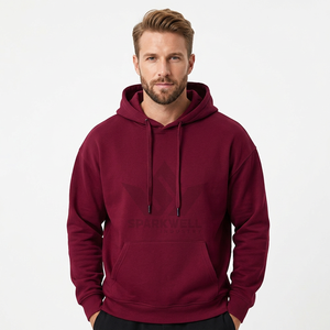 Sweat-shirt à capuche unisexe marron, 80% coton, tissu tissé, coupe ample, style décontracté, idéal pour le printemps, logo personnalisé, poche, 180g - Product Image 1