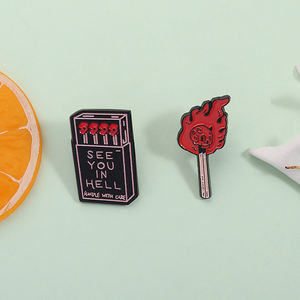 ホラースケルトンマッチエナメルピン地獄でお会いしましょうマッチスティックボックスブローチラペルバッジハロウィーンジュエリーギフト卸売ピン - Product Image 2