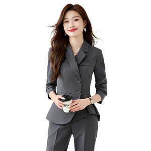 Women's Suit Set Peplum Waistline Notched Neckline Polyester Woven Anti-Wrinkle Career Dress Work Clothes - Product Image 5