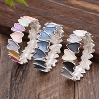 Nueva Pulsera de Moda para Mujer con Forma de Corazón, Brazalete de Lujo Ajustable con Esmalte Colorido