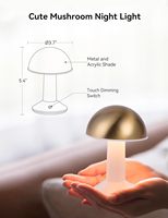 Lampe de bureau LED moderne rotative en forme de champignon avec batterie rechargeable 2000 mAh, intensité réglable, veilleuse portable pour chambre à coucher, lampe de chevet