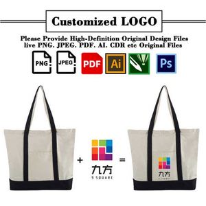 <b>Extra</b> Heavy-Weight <b>Large</b> Personalized Reusable Custom Tote Shopping Bags Cotton Canvas Bag - Product Image 2
