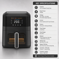 Penggorengan Udara Dapur Rumah Tangga 4L Timer 60 Menit 1400W 220-240V 80-200C Masakan Renyah Produsen Restoran Cina KA40002