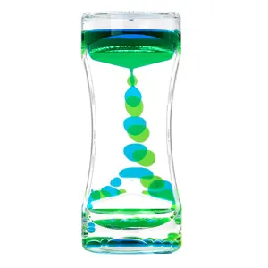 Customized Logo Kids Toys Floating Acrylic Oil Water Drops Drip Liquid Motion Floating Spiral Hourglass Liquid Timer