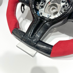 Volant en fibre de carbone noire avec LED, compatible avec les séries 3 et 5 F20 F30 F32 F36 F80 F82 M3 M5 E90 M3 avec suède - Product Image 4