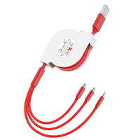 Cadeau promotionnel Câble USB rétractable universel 3 en 1 Cordons de chargeurs multiples Câble de charge 3 en 1