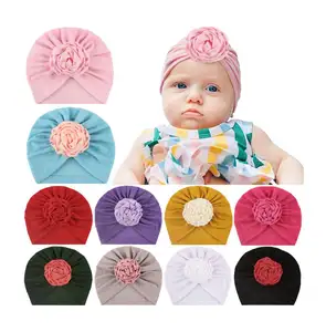 CLARMER Children Winter Hair Accessories Fabric Polyester Cotton Kids Elastic Hairband Plain Color Flower Baby Turban Headband